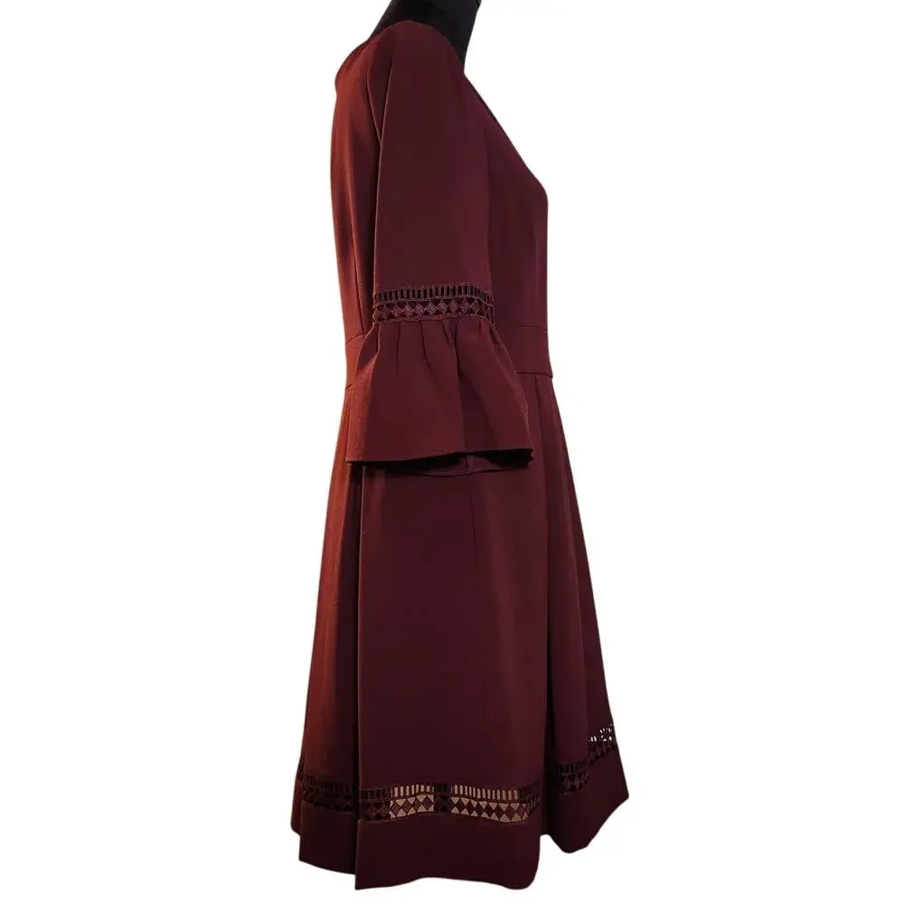 ELIZA J NWT Bell Sleeve Lace Inset Fit & Flare Dress, Size 12 - Picture 3 of 15